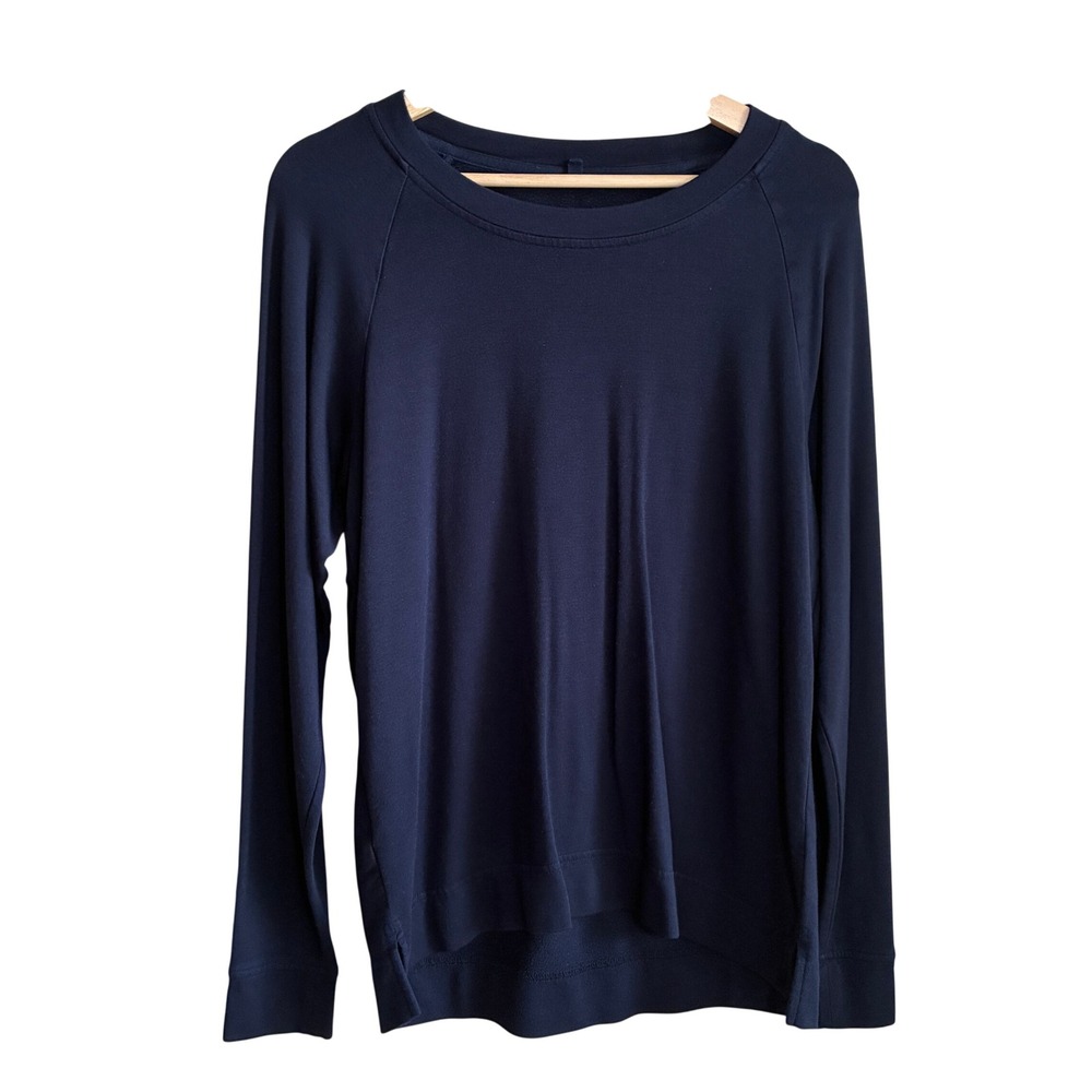 Lou & Grey Loft Raglan Long Sleeve Sweatshirt Small Navy Blue Womens Soft Fleece